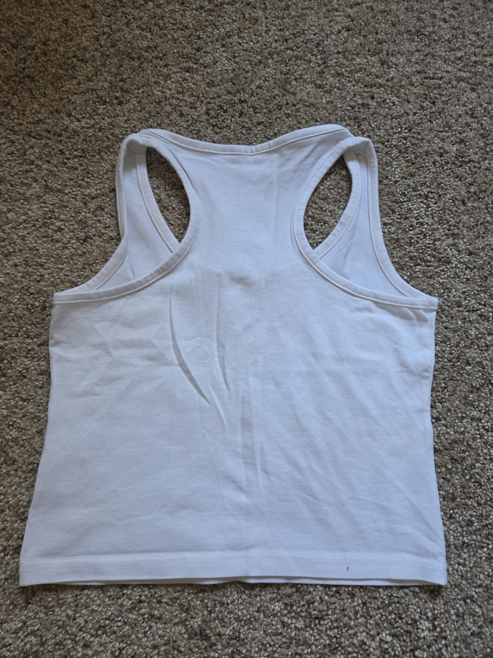 2 White Racerback Tank Top - Women's Basic Crop - Picture 2 of 2
